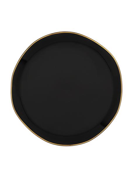 Assiette à pain avec bord doré Good Morning, Grès cérame, Noir avec bordure dorée, Ø 17 cm