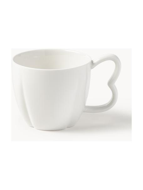 Porzellan-Tassen Nera, 4 Stück, Porzellan, glasiert, Weiß, glänzend, Ø 10 x H 10 cm, 380 ml