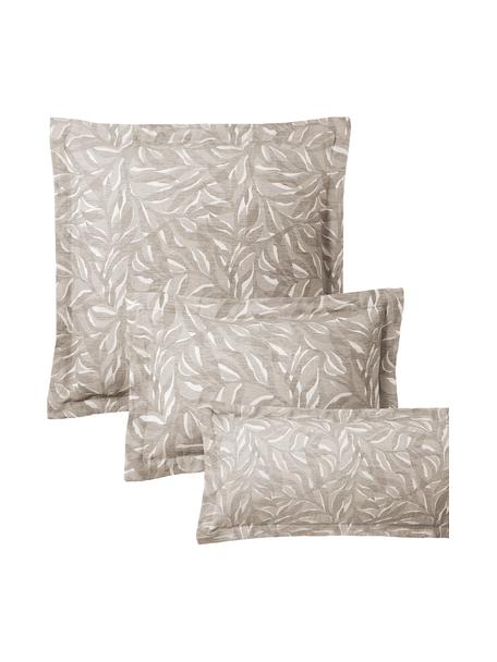 Funda de almohada de lino y algodón jacquard Amita, Gris pardo, An 50 x L 70 cm