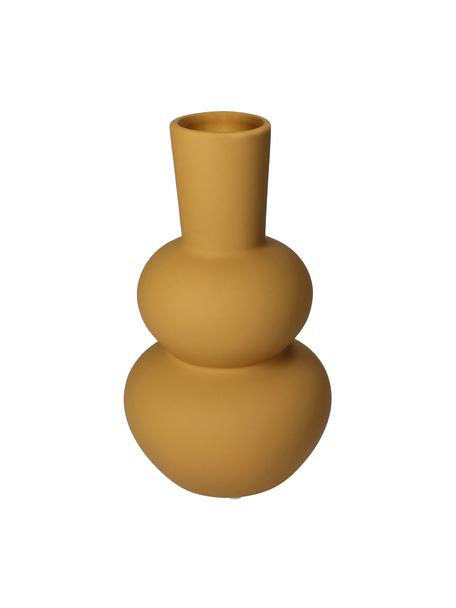 Vaso di design Eathan, Gres, Giallo ocra, Ø 11 x Alt. 20 cm
