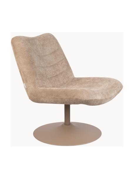 Poltrona lounge girevole in velluto a coste Bubba, Rivestimento: 90% poliestere, 10% nylon, Struttura: compensato di eucalipto B, Velluto a coste beige, Larg. 67 x Prof. 81 cm