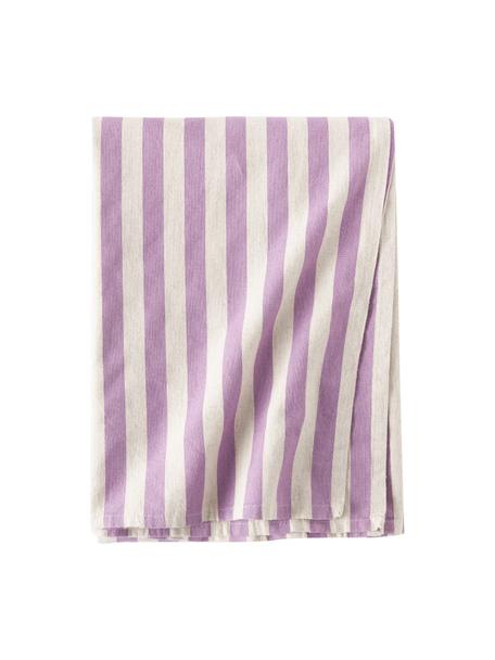 Pruhovaný obrus Alodie, 85 %  bavlna, 15 % ľan, Fialová, biela, Š 140 x V 250 cm