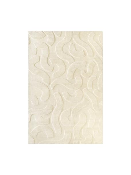 Alfombra de lana artesanal texturizada Clio, Parte superior: 100% lana, Reverso: 100% algodón Las alfombra, Blanco crema, An 200 x L 300 cm (Tamaño L)
