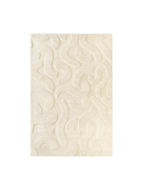 Tappeto in lana tessuto a mano con struttura in rilievo Clio, Retro: 100% cotone Nel caso dei , Bianco crema, Larg. 200 x Lung. 300 cm (taglia L)