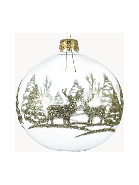 Bolas de Navidad Deer, 6 uds., Vidrio, Transparente, verde, Ø 8 cm
