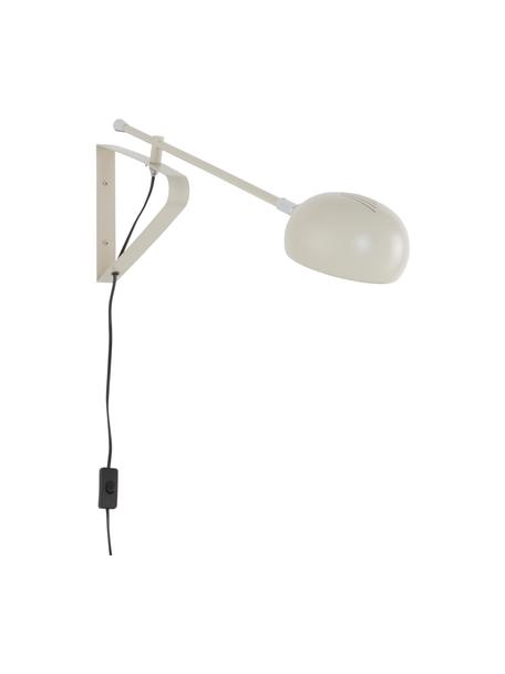 Grote verstelbare wandlamp Lincon met stekker, Lampenkap: gelakt metaal, Decoratie: verchroomd metaal, Beige, D 80 x H 21 cm