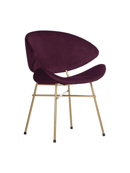 Čalúnená stolička s velúrovým poťahom Cheri, Zamatová fialová, mosadzné odtiene, Š 57 x H 55 cm