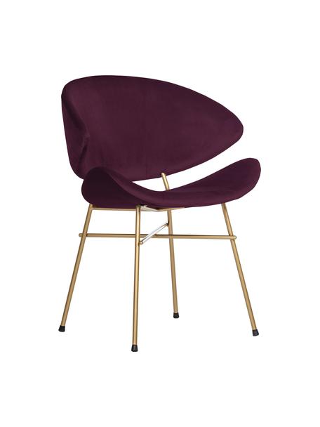Silla tapizada en terciopelo Cheri, tapizado hidrófugo, Tapizado: 100% poliéster (tercipelo, Asiento: tablero de madera contrac, Estructura: acero con pintura en polv, Terciopelo lila, latón, An 57 x F 55 cm