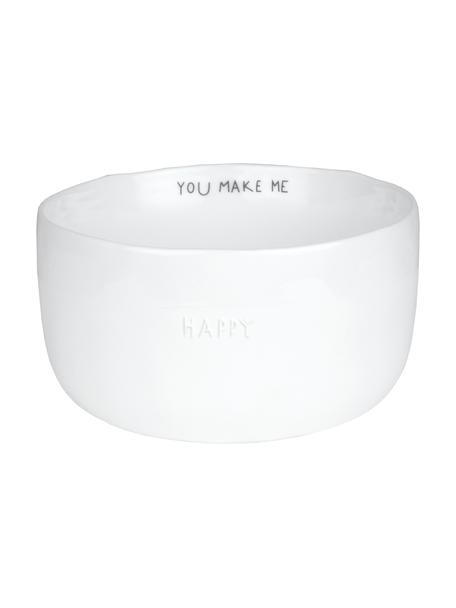 Ręcznie wykonana miska z porcelany Happy, Porcelana glazurowana, Biały, Ø 14 x W 7 cm