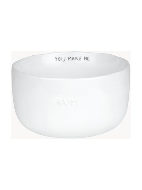 Ručne vyrobená porcelánová miska Happy, Glazúrovaný porcelán, Biela, Ø 14 x V 7 cm