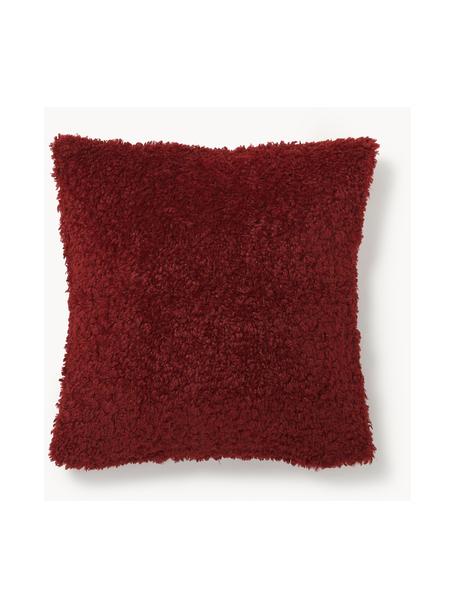 Housse de coussin en tissu peluche Dotty, 100 % polyester (tissu peluche), Lie de vin, larg. 45 x long. 45 cm