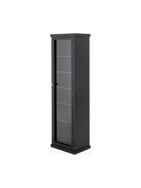 Vetrina in legno di abete Emilio, Manico: metallo rivestito, Nero, Larg. 40 x Alt. 140 cm