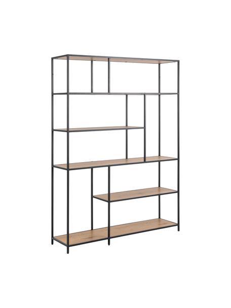 Standregal Seaford aus Holz und Metall, Gestell: Metall, pulverbeschichtet, Wildeichenholz, B 135 x H 185 cm