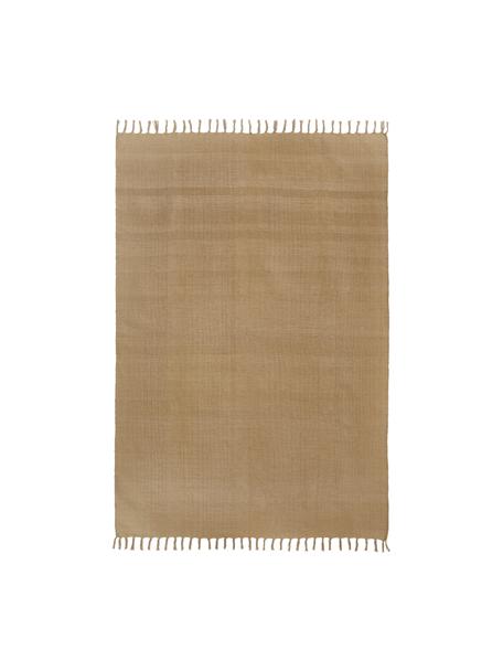 Tappeto sottile in cotone tessuto a mano Agneta, 100% cotone, Marrone chiaro, Larg. 50 x Lung. 80 cm (taglia XXS)