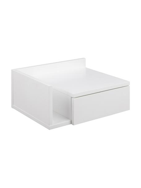Nástěnný noční stolek se zásuvkou Ashlan, Lakovaná MDF deska (dřevovláknitá deska střední hustoty), Dřevo, lakováno bílou barvou, Š 40 cm, V 17 cm