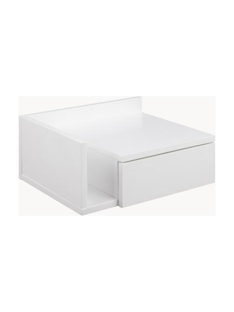 Comodino da parete Ashlan, Pannello di fibra a media densità (MDF) laccato, Legno laccato bianco, Larg. 40 x Alt. 17 cm