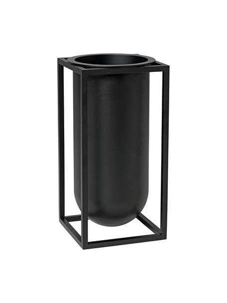 Vase design noir fait main Kubus, Aluminium, laqué, Noir, larg. 10 x haut. 20 cm