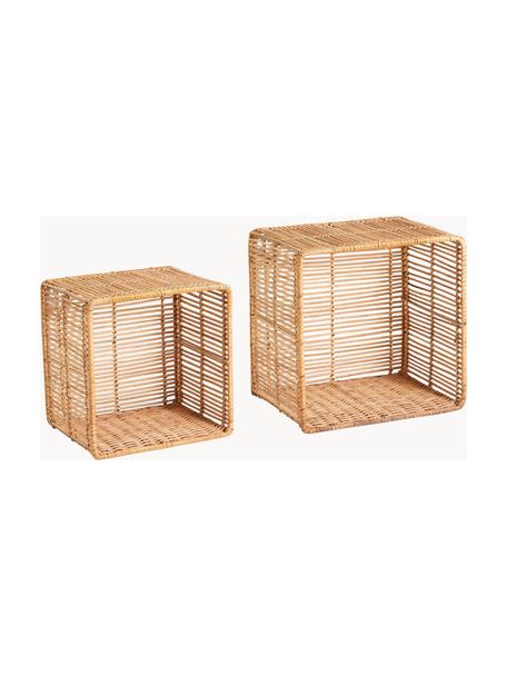 Wandregale Zeya aus Rattan, 2er-Set, Rattan, Beige, Set mit verschiedenen Größen