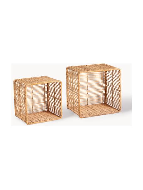 Wandregale Zeya aus Rattan, 2er-Set, Rattan, Beige, Set mit verschiedenen Größen