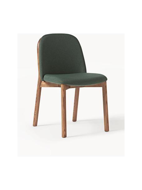 Gestoffeerde stoel Julie van essenhout, Bekleding: 100% polyester Met 20.000, Frame: essenhout, FSC-gecertific, Geweven stof donkergroen, donker essenhout, B 47 x H 81 cm