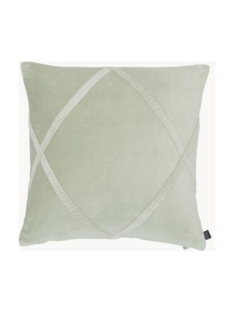 Fluwelen kussenhoes Malva in saliegroen, Saliegroen, B 50 x L 50 cm