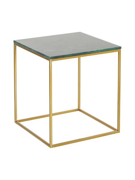 Marmor-Beistelltisch Alys, Tischplatte: Marmor, Gestell: Metall, pulverbeschichtet, Grüner Marmor, Goldfarben, 45 x 50 cm