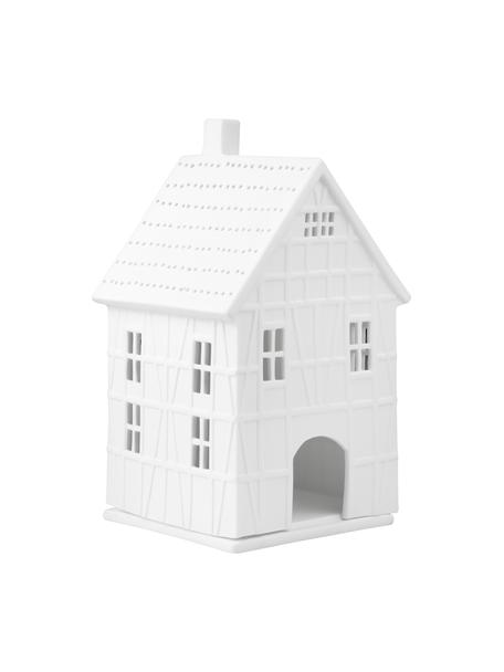 Grand photophore maison  en porcelaine Living, Porcelaine, Blanc, larg. 10 x haut. 19 cm