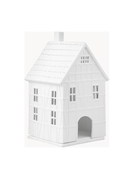 Groot porseleinen lichthuis Living, H 19 cm, Porselein, Wit, B 10 x H 19 cm