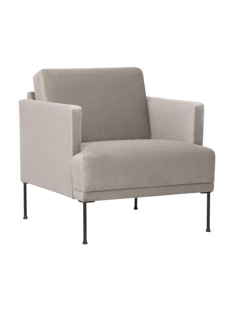 Samt-Sessel Fluente mit Metall-Beinen, Bezug: Samt (Hochwertiger Polyes, Gestell: Massives Kiefernholz, FSC, Beine: Metall, pulverbeschichtet, Samt Beige, B 74 x T 85 cm