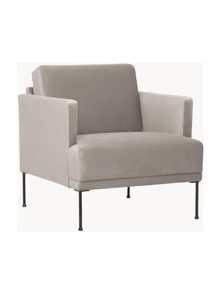Poltrona in velluto Fluente, Rivestimento: velluto (copertura in pol, Struttura: legno di pino massiccio, , Gambe: metallo verniciato a polv, Velluto greige, Larg. 74 x Prof. 85 cm