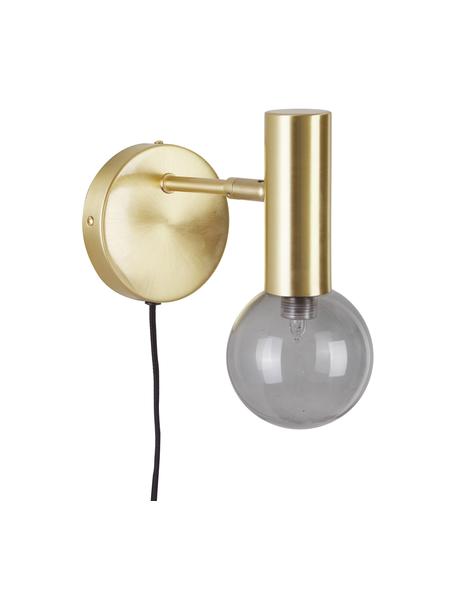 Verstelbare wandlamp Wilson met glazen lampenkap en stekker, Lampenkap: glas, Fitting: vermessingd metaal, Goudkleurig, grijs, D 22 x H 22 cm