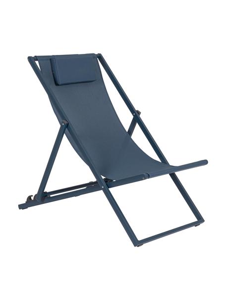 Sedia a sdraio pieghevole Taylor, Superficie: plastica (610 g/m²), Struttura: alluminio verniciato a po, Blu scuro, Larg. 61 x Lung. 102 cm
