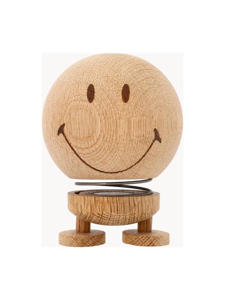 Decoratief object Smiley van eikenhout, Eikenhout, Glimlachend, Ø 8 x H 10 cm