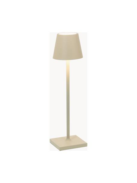 Lampada da tavolo portatile a LED con luce regolabile Poldina, Lampada: alluminio rivestito, Beige chiaro opaco, Ø 7 x Alt. 27 cm