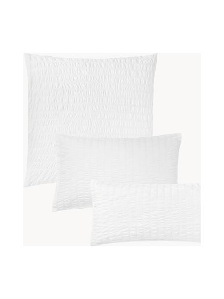 Taie d'oreiller en coton réversible Esme, Blanc, larg. 65 x long. 65 cm