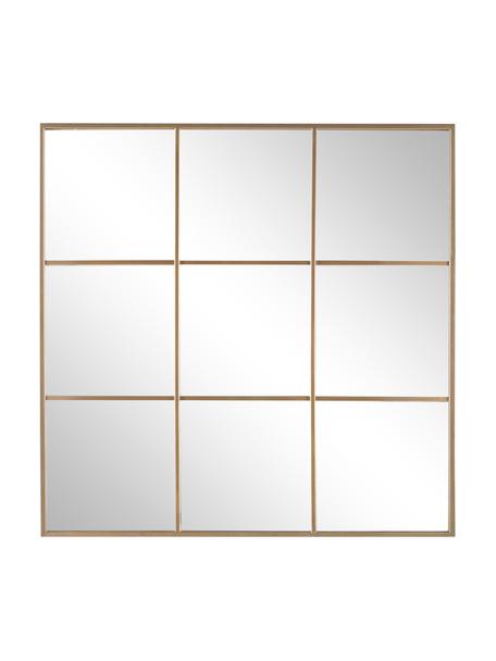 Wandspiegel Nucleos met goudkleurige metalen flijst, Lijst: gecoat metaal, Goudkleurig, B 90 x H 90 cm