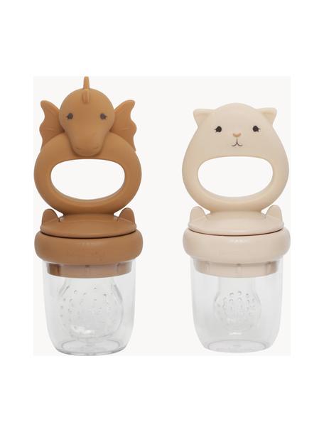 Fruitzuiger Dragon, set van 2, Silicone, Lichtbruin, lichtbeige, Set met verschillende formaten