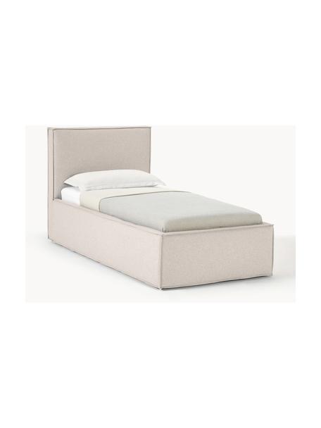 Einzelbett Dream, Bezug: Polyester (Strukturstoff), Korpus: Massives Kiefernholz, FSC, Webstoff Hellbeige, B 90 x L 200 cm