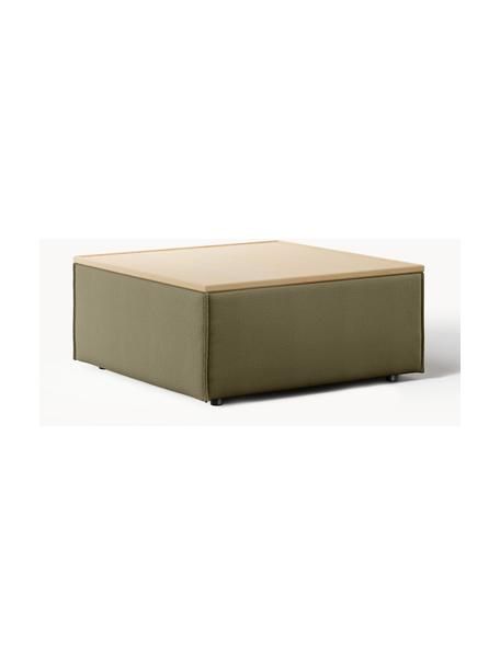 Sofa-Hocker Lennon mit Stauraum, Bezug: 100 % Polyester Der strap, Tablett: Eichenholz, Spannplatte m, Gestell: Spanplatte, mitteldichte , Webstoff Olivgrün, helles Eichenholz, B 88 x T 88 cm