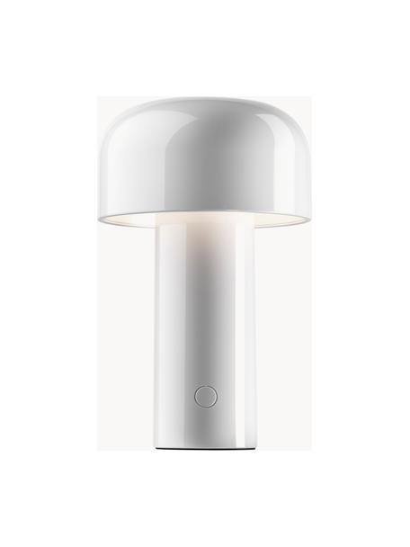 Kleine mobile LED-Tischlampe Bellhop, dimmbar, Kunststoff, Weiß, glänzend, Ø 13 x H 20 cm