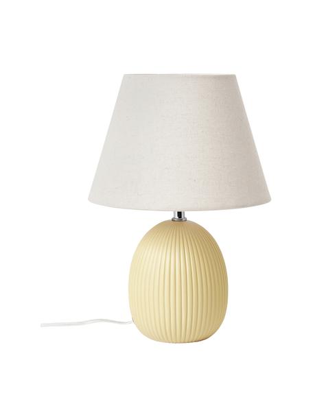 Lámpara de mesa Desto, Pantalla: lino (100% poliéster), Cable: plástico, Amarillo, beige, Ø 25 x Al 36 cm