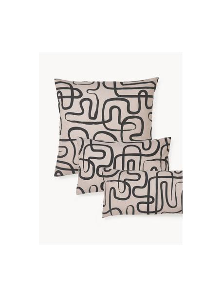 Katoenen kussenhoes Malu, Weeftechniek: renforcé Draaddichtheid 1, Nougat, zwart, B 60 x L 70 cm