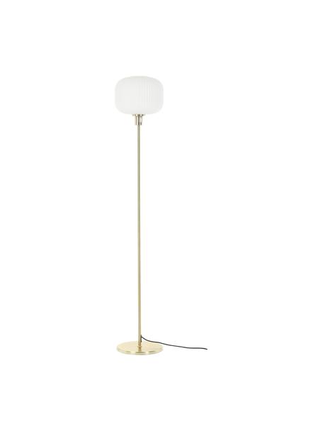 Stehlampe Sober mit Glasschirm, Lampenschirm: Opalglas, Weiss, Goldfarben, Ø 25 x H 141 cm