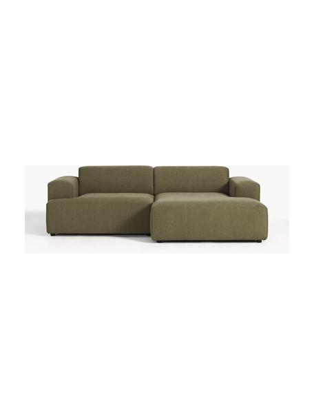 Ecksofa Melva (3-Sitzer), Bezug: 100 % Polyester Der strap, Gestell: Massives Kiefern- und Fic, Webstoff Olivgrün, B 238 x T 143 cm, Eckteil rechts