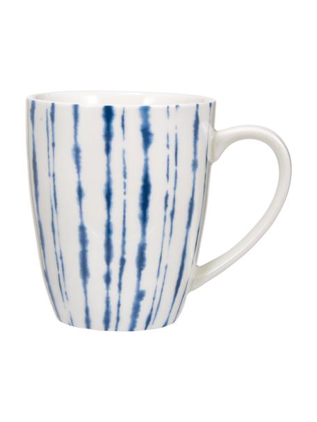 Tazas de café de porcelana Amaya, 2 uds., Porcelana, Blanco, azul, Ø 8 x Al 10 cm, 350 ml