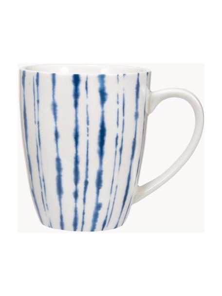Porzellan-Tassen Amaya mit Watercolor-Dekor, 2 Stück, Porzellan, Cremeweiß, Dunkelblau, Ø 8 x H 10 cm, 350 ml