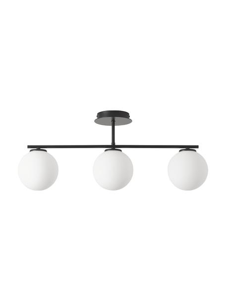 Lámpara de techo de vidrio opalino Atlanta, Estructura: metal con pintura en polv, Anclaje: metal con pintura en polv, Blanco, negro, An 70 x Al 28 cm