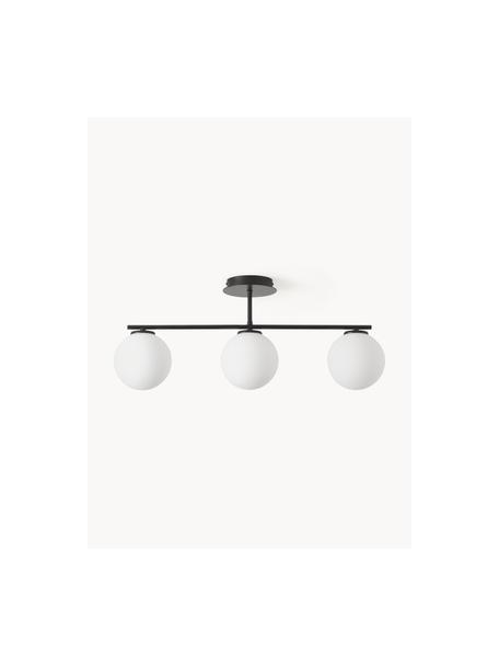 Lampada da soffitto in vetro opale Atlanta, Struttura: metallo verniciato a polv, Baldacchino: metallo verniciato a polv, Bianco, nero, Larg. 70 x Alt. 28 cm