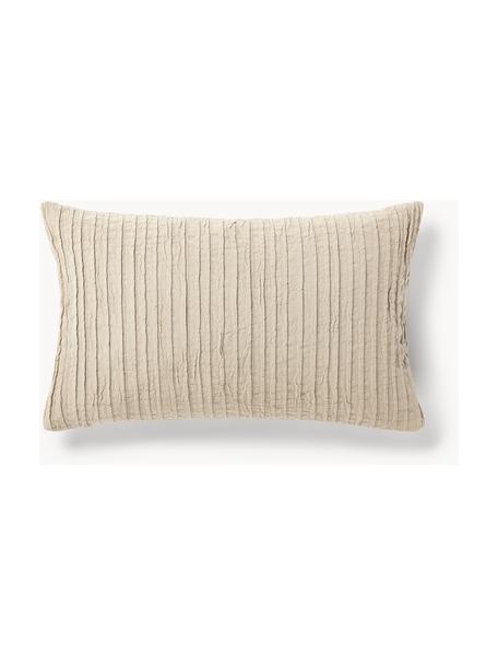 Housse de coussin en coton avec motif plissé Artemis, 99 % coton, 1 % polyester, Beige, larg. 30 x long. 50 cm