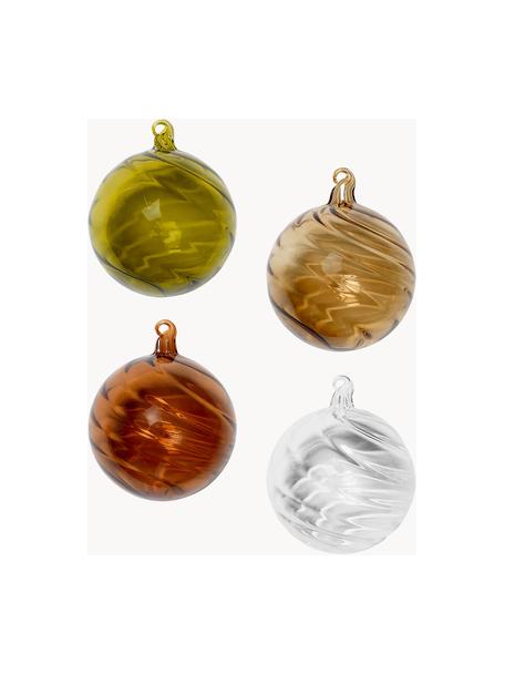 Mundgeblasene Glas-Weihnachtskugeln Twirl, 4er-Set, Bunt, Ø 10 cm